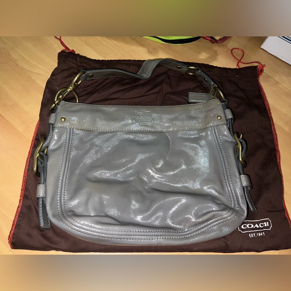 Coach Gray Patent Leather Bag